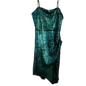 Lulu's Emerald Sequin Slip Dress NWT (1 JT)